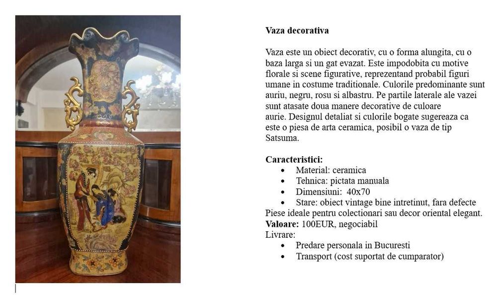 Vaza decorativa Satsuma