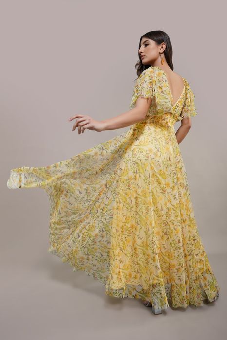 Rochie galbena nunta botez
