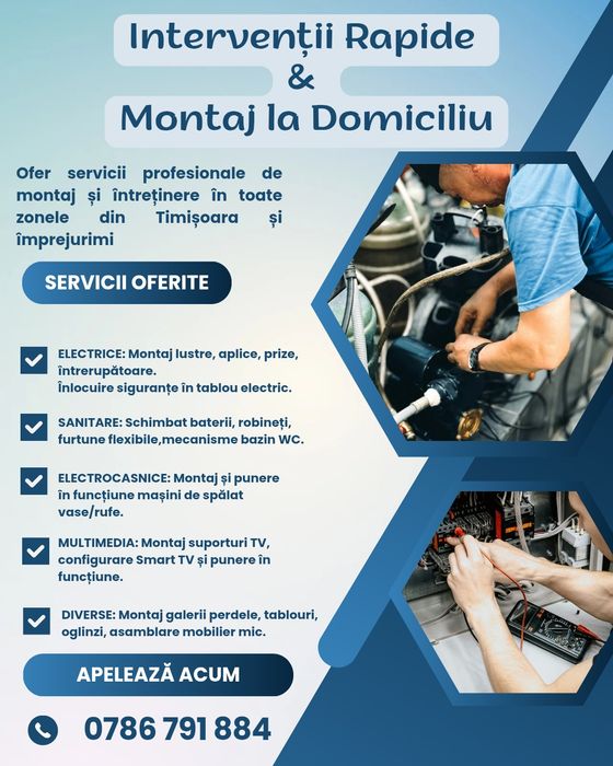 Electrician si Handyman Timisoara - Interventii Rapide si Montaj