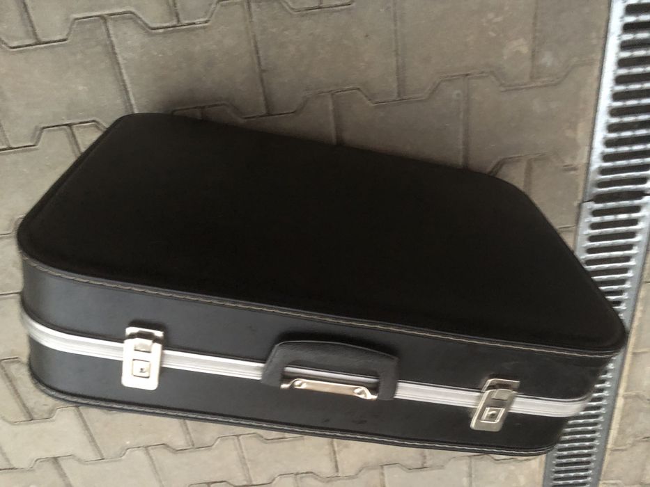 Кожен куфар, оранжев, черен