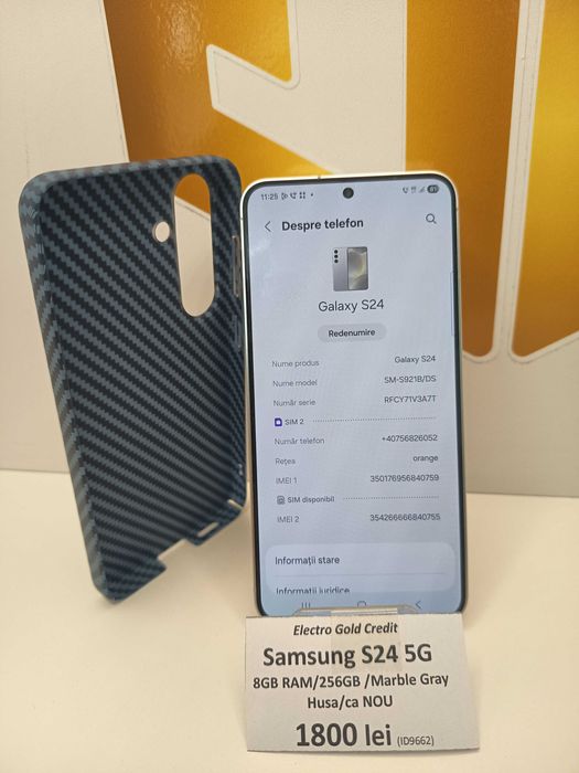 Samsung S24 5G Marble Gray/8GB RAM/256GB/Baterie:100%/ca NOU ID9662