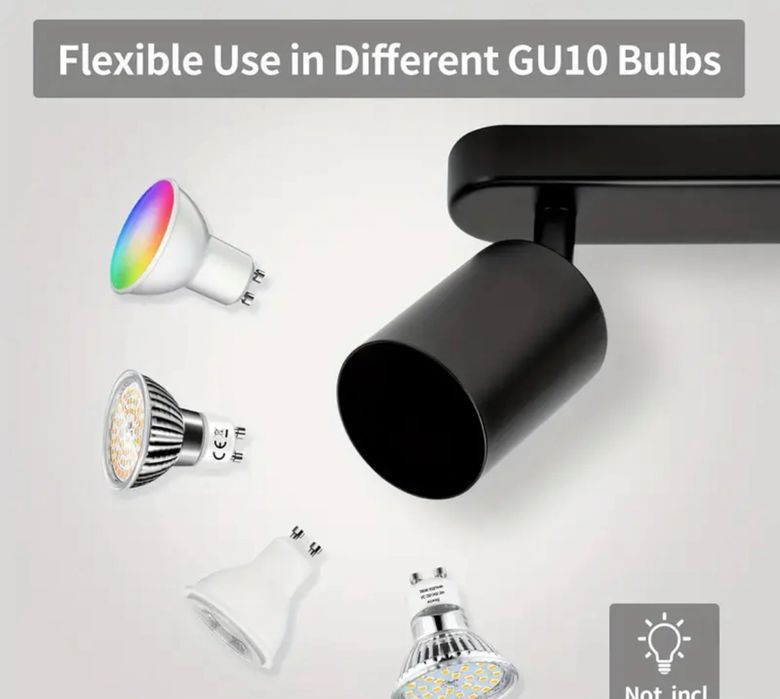 Таванна Лампа с 3 Регулируеми Спота и Метално Тяло