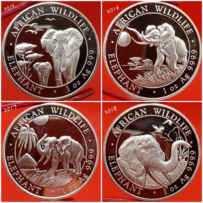Somalia Elefantul si Leopardul 2011-2025 monede lingou argint 999