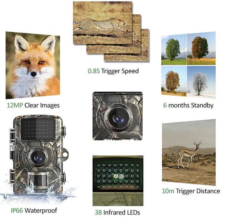 128GB FULL HD 1080P Къмпинг Ловна Камера Монитор Фото Капан Видеозапис