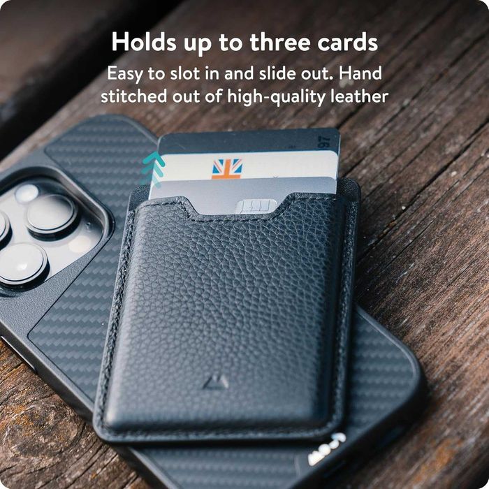 Mous MagSafe магнитен портфейл за мобилен телефон, MagSafe– черна кожа