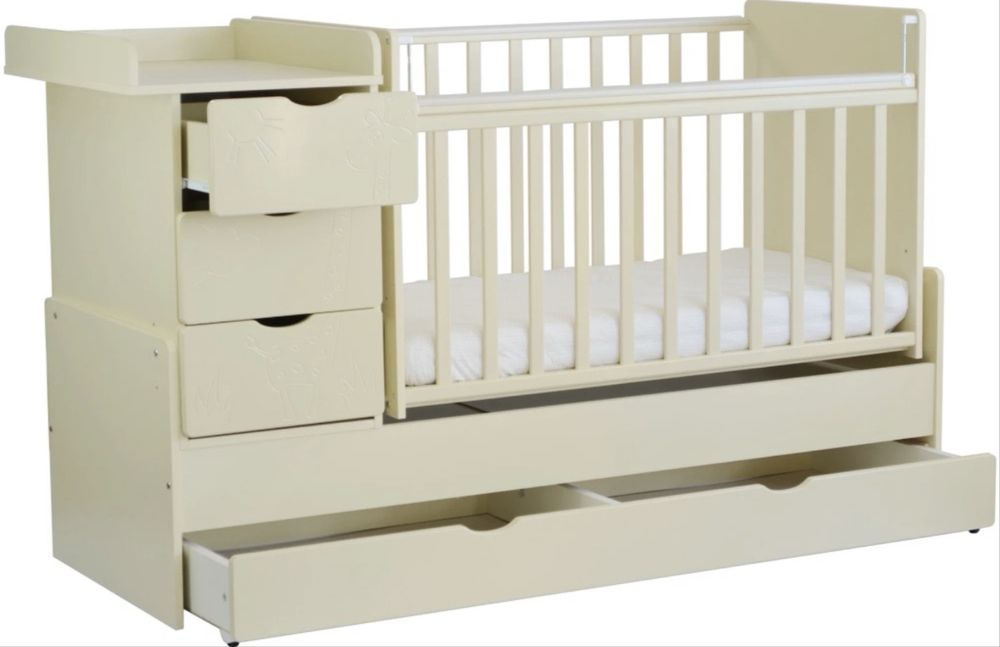 Кроватка детская трсформер с комодом и маятником