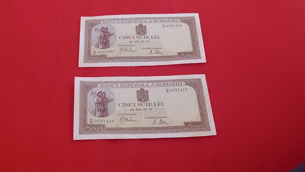 Vand 2 bancnote de 500 lei an 1941