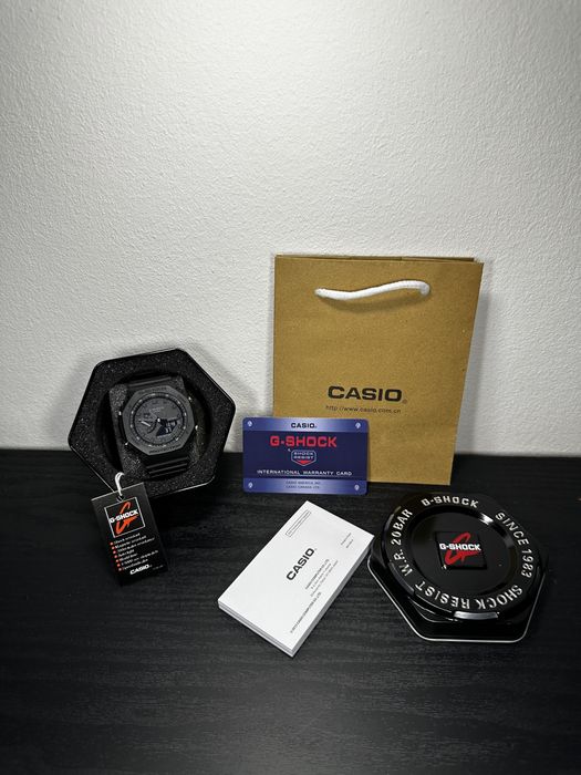 Casio G-Shock GA-2100 Full Black „CasiOak” – Pachet Complet