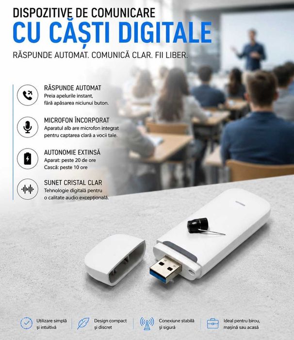 Casca de Copiat DIGITALE profesionale pentru comunicare discreta cu sunet clar Casti de Copiat