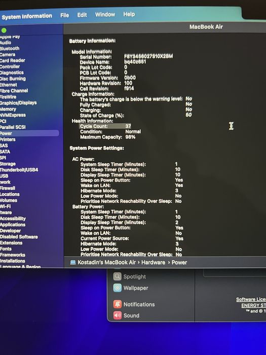 MacBook Air M2 8gb RAM 256gb SSD