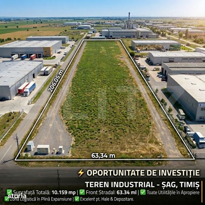 Teren intravilan, Zona Industriala, St = 10 159 mp, Sag