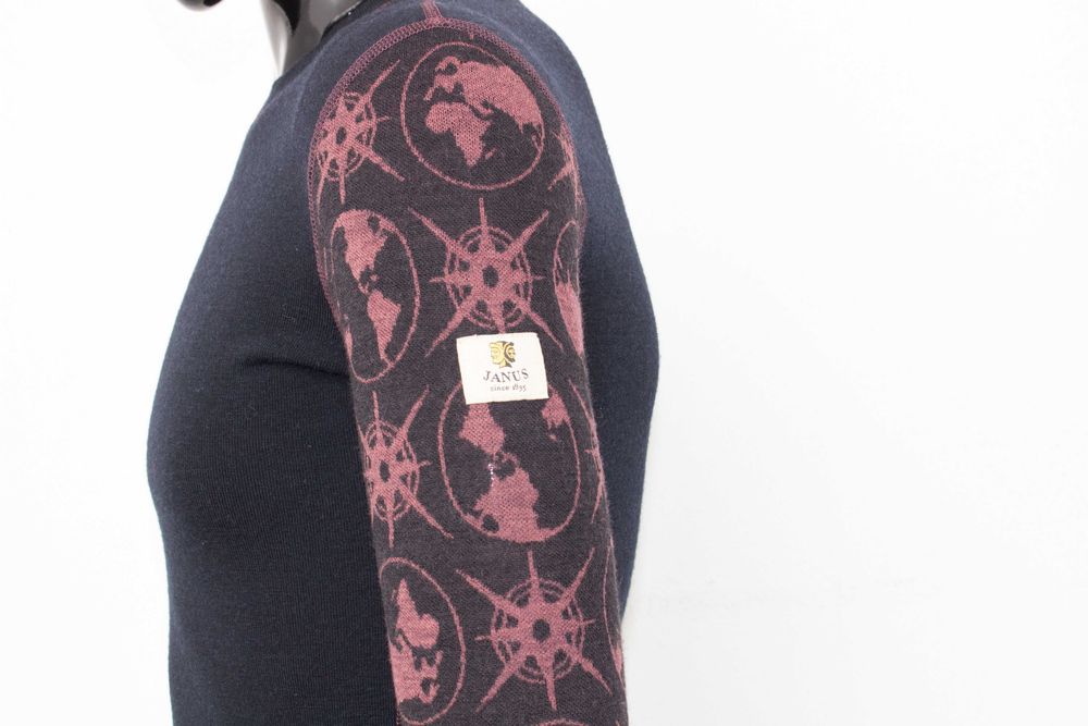 Janus мъжка блуза от мериносна вълна дълъг ръкав термо бельо черна S