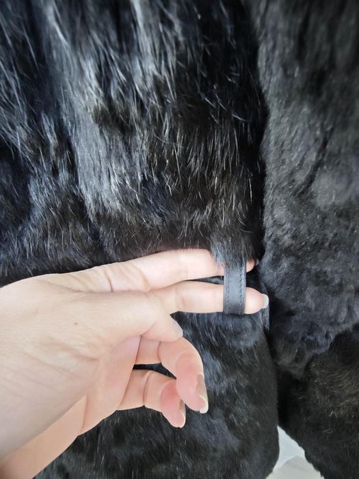 Haină scurtă de blană neagră, iepure, mărimea 38