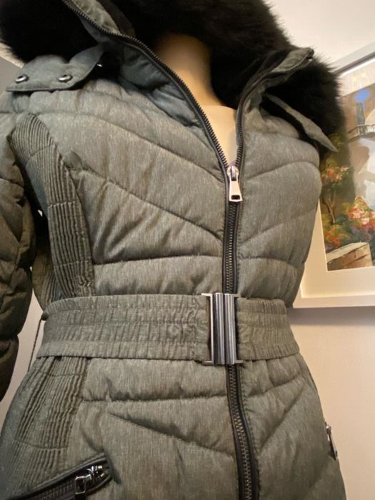 Geaca iarna lunga gri damă
