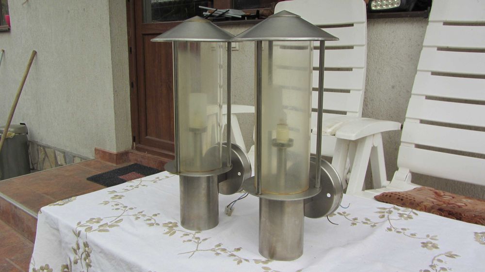 Aplice exterior, inox si sticla , iluminat exterior rezistente la apa