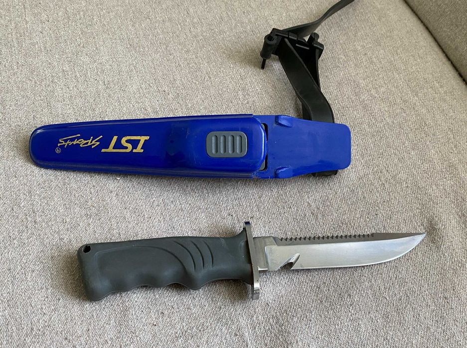 Cutit de scafandri IST Sports din otel inoxidabil original + toc cadou