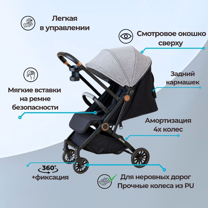 Коляска прогулочная под рост регулируется ручка