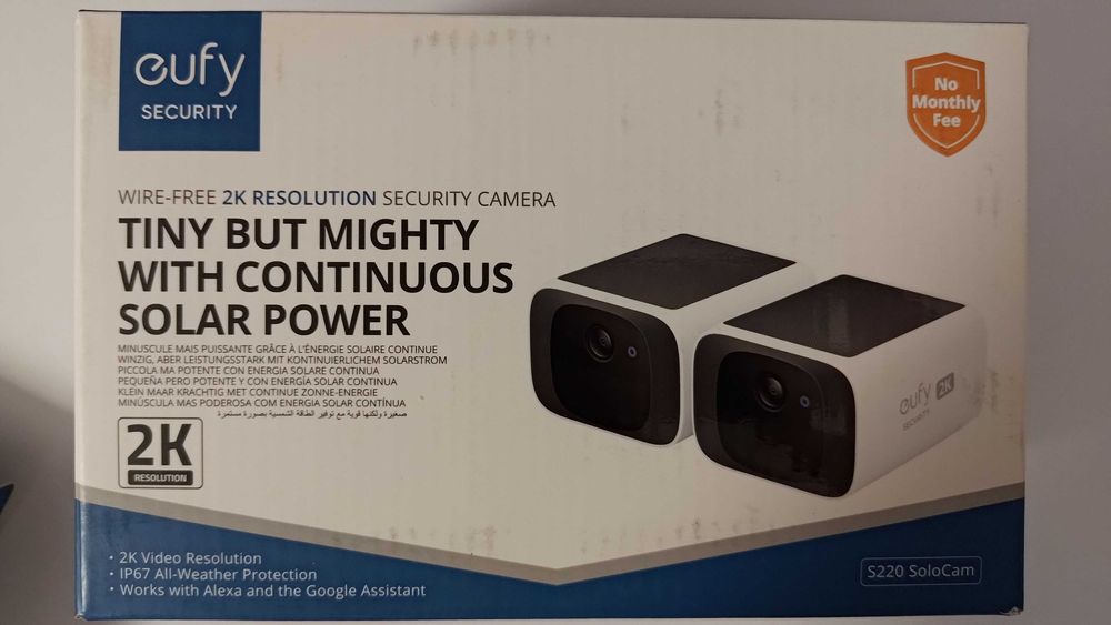 Kit 2 camere Eufy (Anker) SoloCam S220, 2K, Wireless, Panou Solar