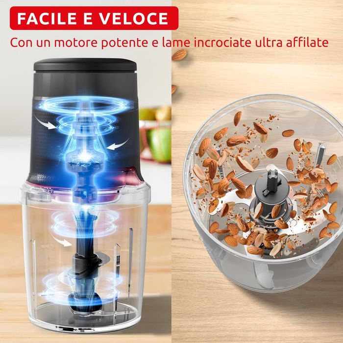 Електрическа чопърка Moulinex Easy Press AT740H с мощен 600W мотор, 4 остри ножа от неръждаема стомана, капацитет 500 мл, лек ДЕФЕКТ!