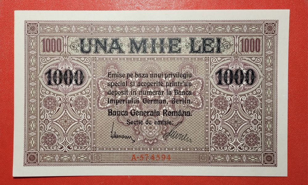Bancnota 1000 lei 1917 unc bani vechi