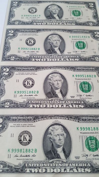 Banknote 2 dolari uncut