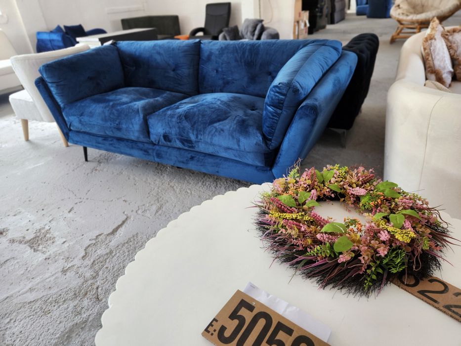 SP! NOU Canapea fixă 210cm, catifea bleumarin