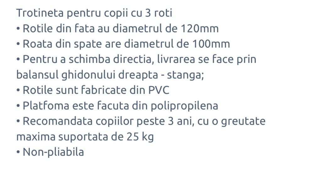 Nou! Trotineta cu 3 roti pentru copii 2-4 ani