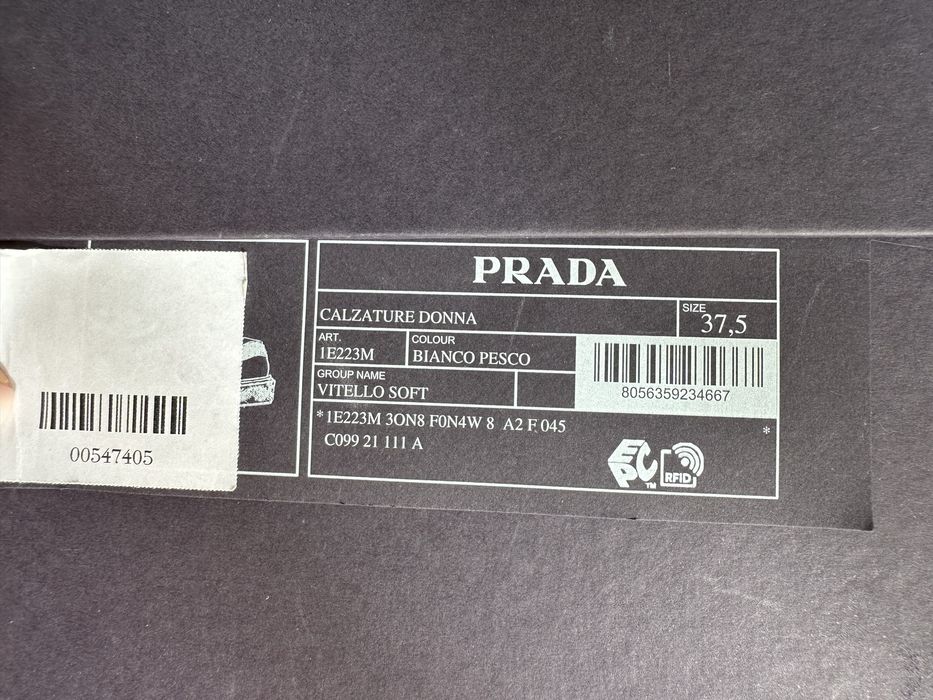Sneakers Prada originali piele alb/roz 37.5( 25 cm) se potrivesc pentru 38