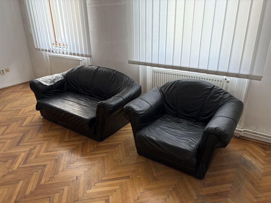 Canapea si Fotoliu extensibil - material piele sintetica