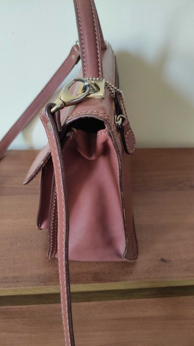 Маркова италианска чанта от естествена кожа в кафяв цвят