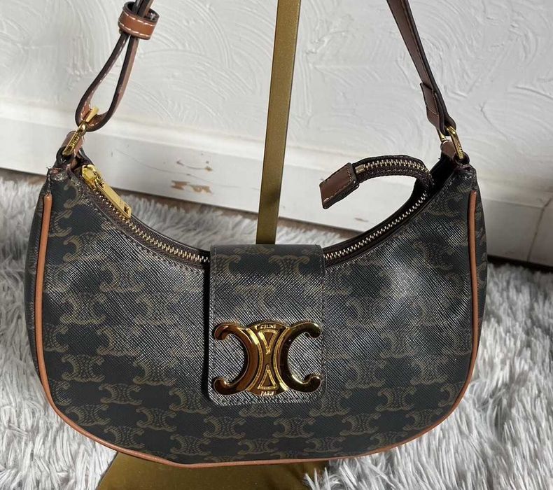 Geantă Celine Ava Triomphe Monogram, Piele Maro