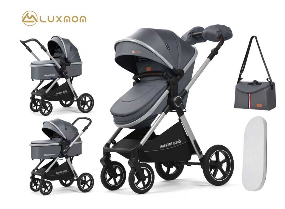 Коляска LUXMOM Premium 3-в-1 с люлькой и прогулочным блоком

• Модель