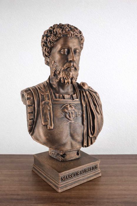 Statuetă Bust Marcus Aurelius - Replică Muzeu, Finisat Manual