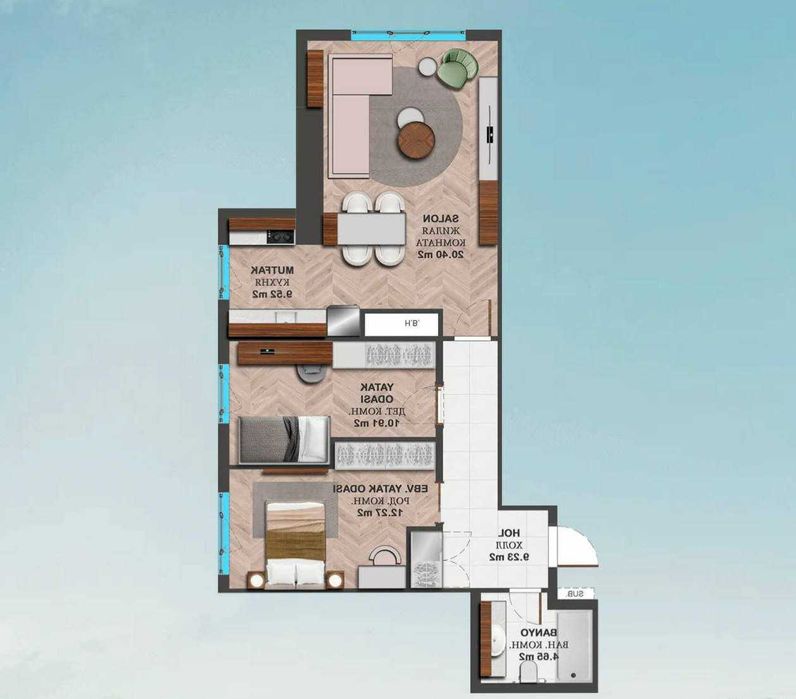 Новостройка 3-х комнатная в ЖК «Nest One» угловая с видом ID: 4683