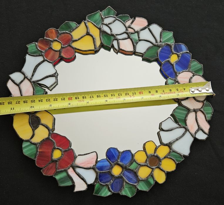 Vitraliu sticla Murano,oglinda cu rama din vitraliu