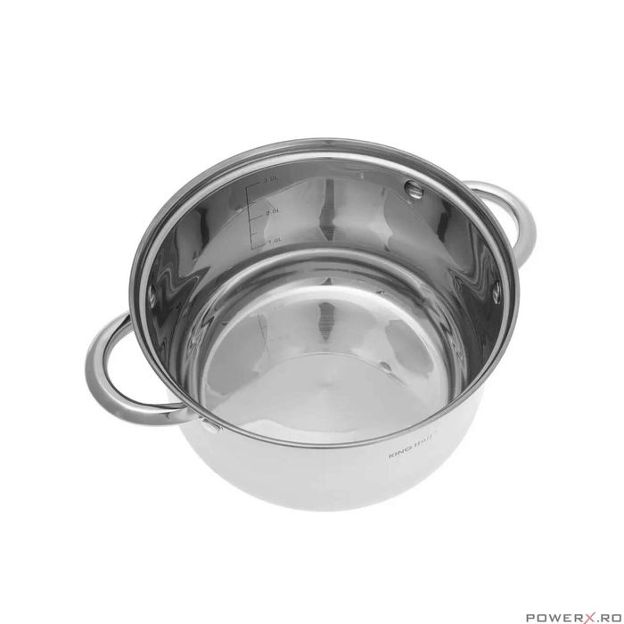 Set de 3 oale din inox cu capac sticla, dimensiuni 16cm, 18cm, 20 cm,