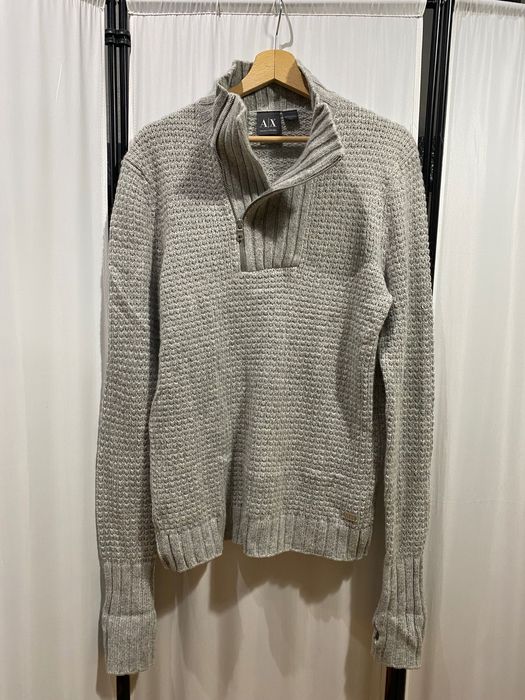 Пуловер от вълнена смес Armani Exchange в сиво