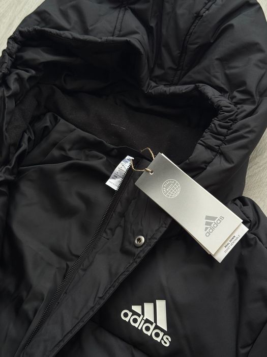 Adidas Jachetă lungă glugă din puf pentru îmbrăcăminte neagră GK0664