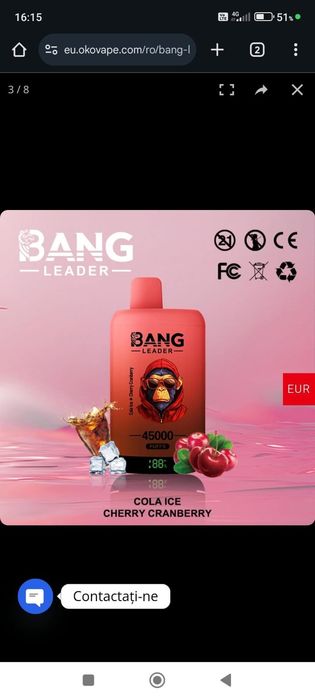 Bang Leader 45000 Puffs 2 Arome Reîncărcabil