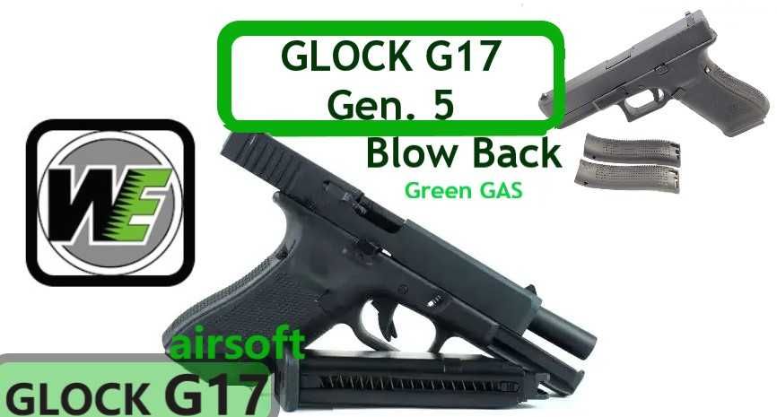 Pistol Glock 17 WE airsoft BlowBack Green GAS