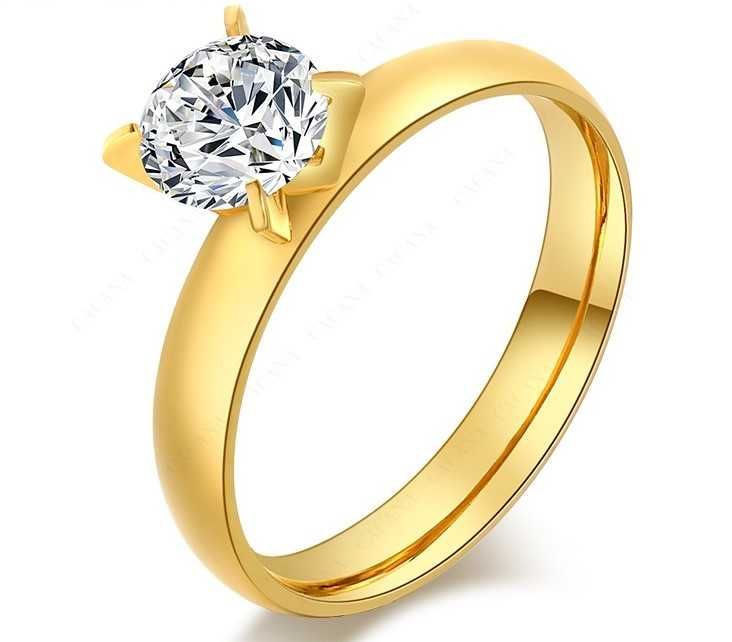 GPR19,inel placat aur 14k, logodna, zirconiou alb, solid, ideal cadou