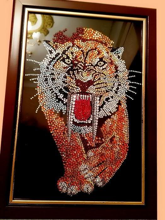 Картины стразами по стеклу ТИГРЫ