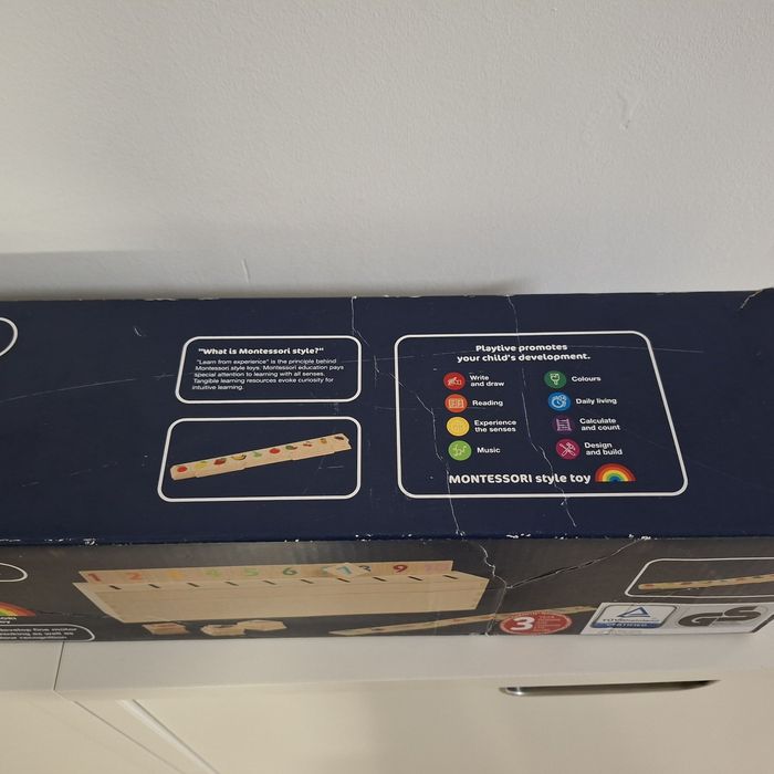 Дървен сортер с картинки, плодове, зеленчуци и числа