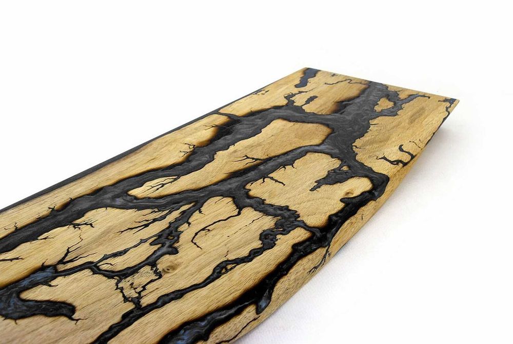 Дъска/рафт от череша с епоксидна смола и  Lichtenberg изгаряне  ~93cm