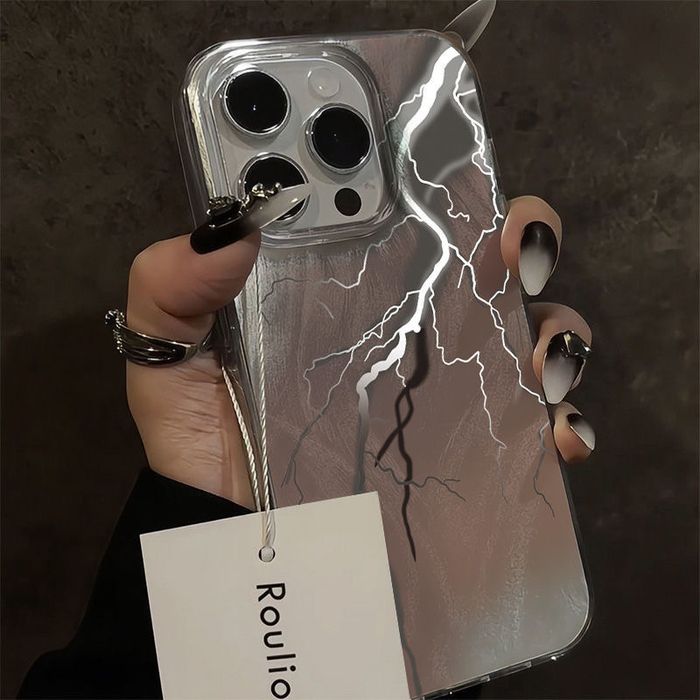 Iphone uchun Chaqmoq Dizayinli Shaffof Chexol Trendli va Kuchli Ximoya