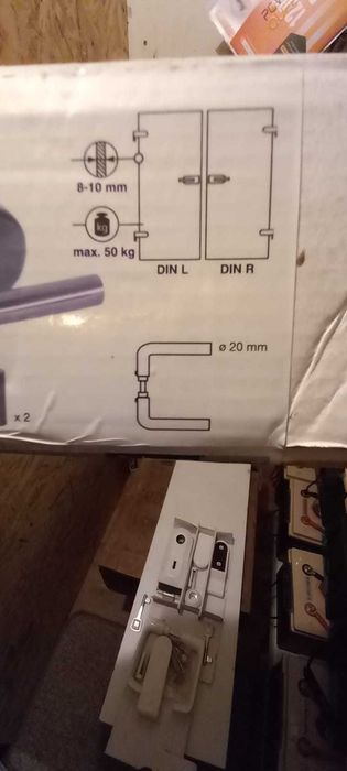 Broască ușă de sticlă + balamale+mânere inox