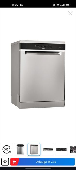 Masina de spalat vase Whirlpool WFO3T233P65X, 14 seturi, 10 programe,