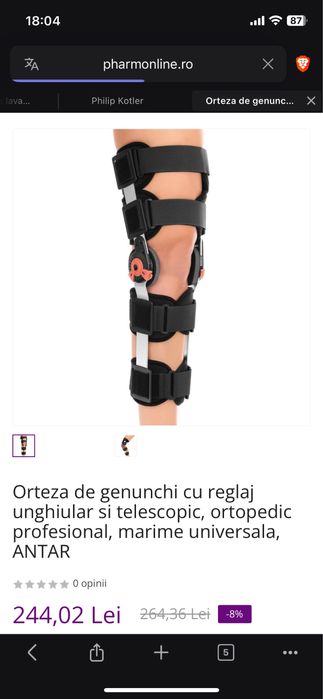 Orteza genunchi ANTAR reglaj unghiular si telescopic