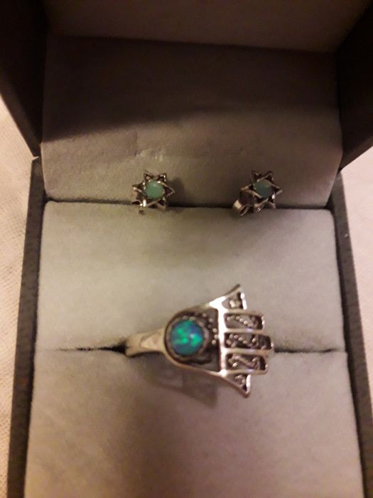 Set argint cercei si inel