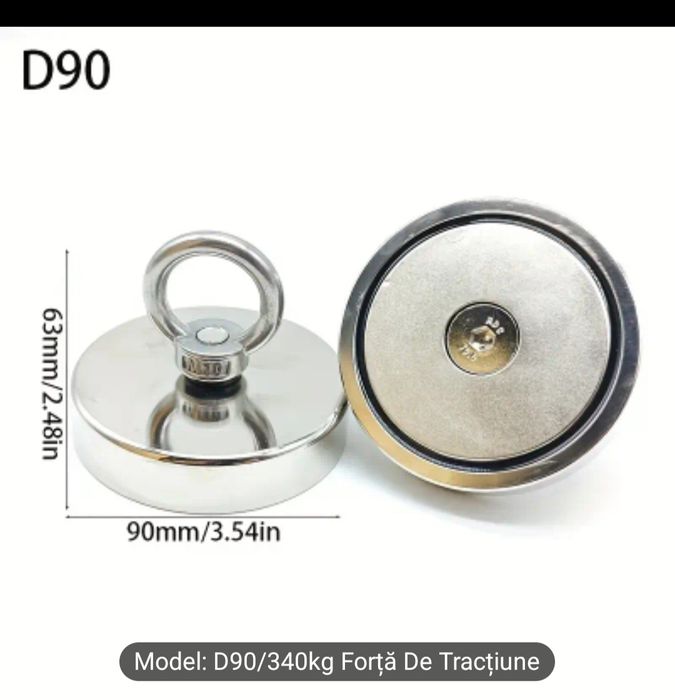 Magnet fishing D90,120,136mm cu forta de 340kg